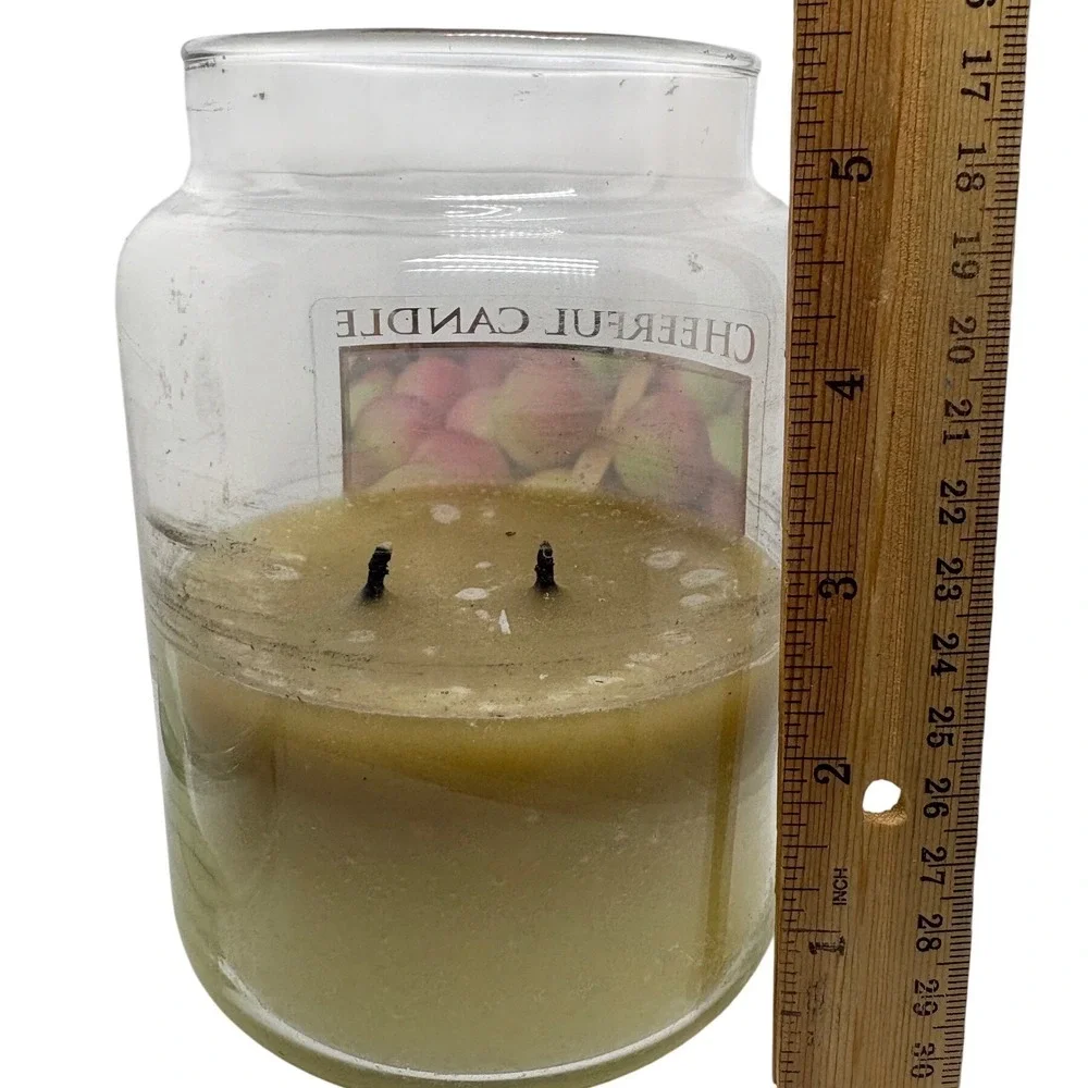 Cheerful Candle‎ Fresh Peeled Macintosh 24oz 2-Wick Glass Jar Scented USA *Used